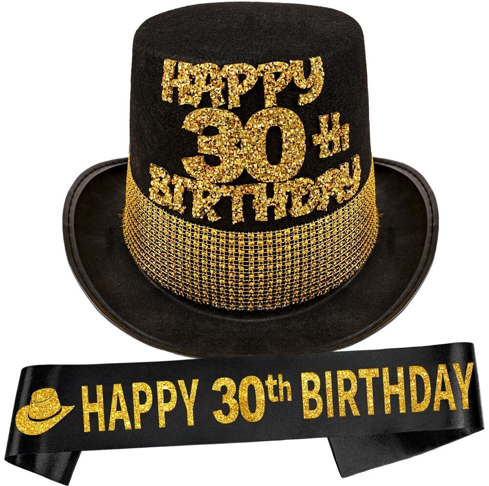2575 30th Birthday Gifts for Him,30th Birthday Party Hat,30th Birthday Sash